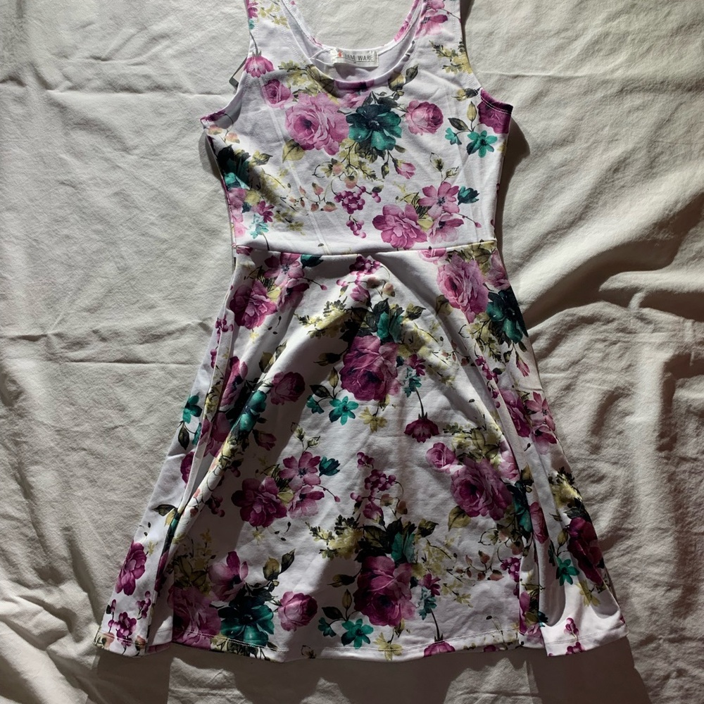 Tam Ware Dress Size M Floral Fit & Flare Length 36” Polyblend Z